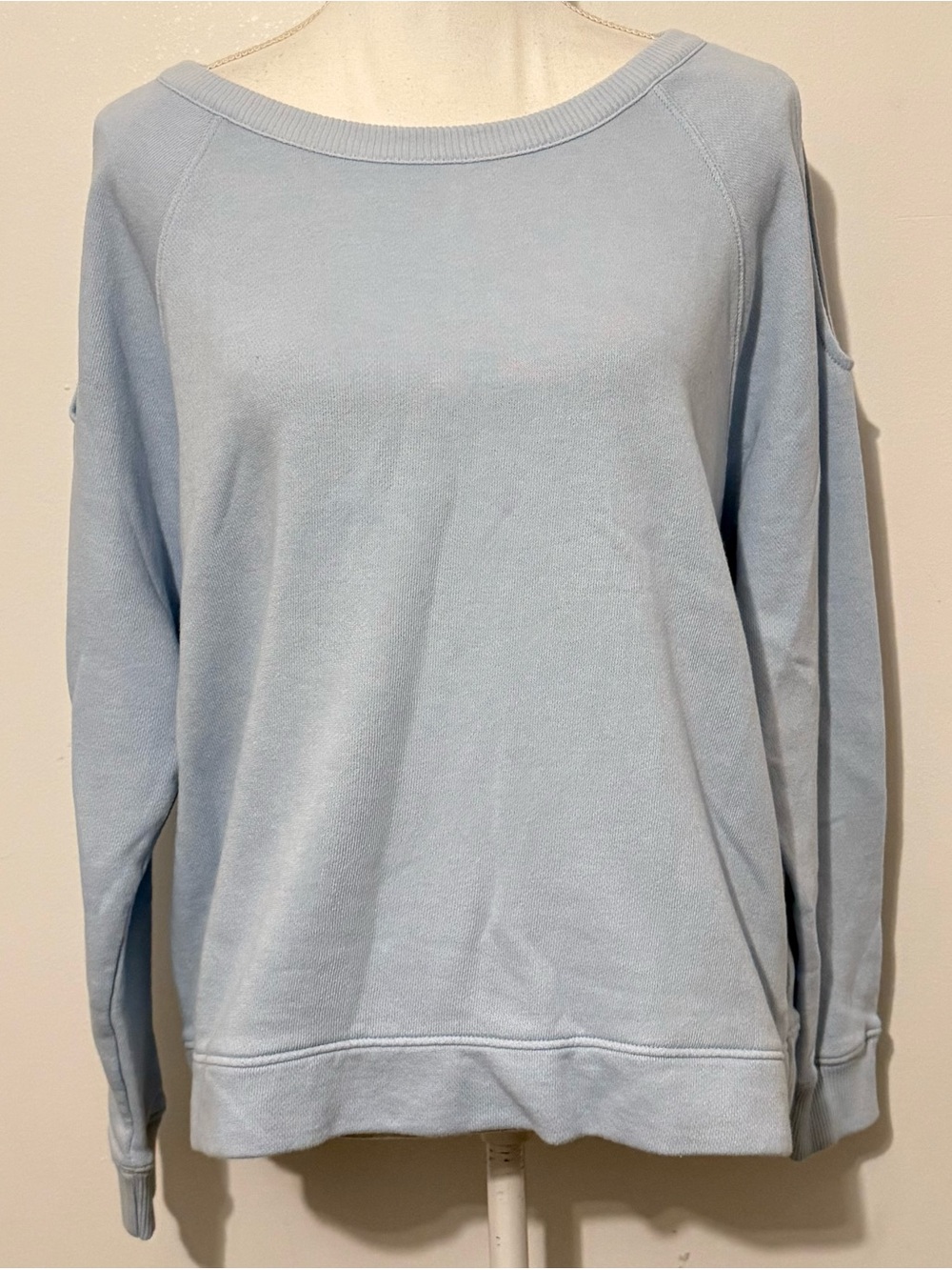 American Eagle Jegging Fit Blue Cold Shoulder Sweatshirt Size Small